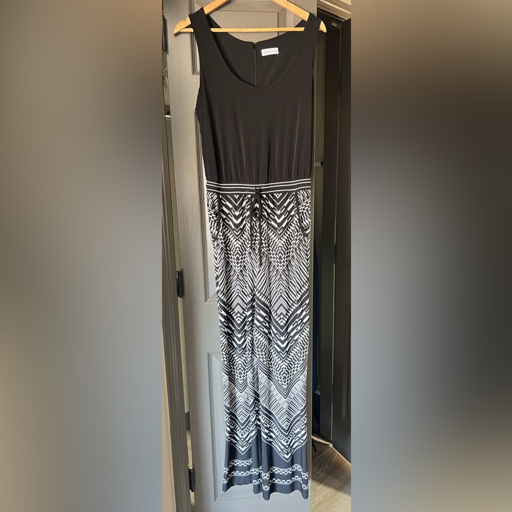 Calvin Klein Black and White Geometric Jumper Jumpsuit Medium